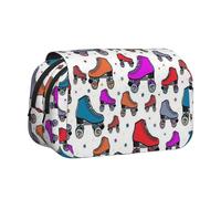 YFSGDLBN Roller Skates Colorful Printed Double Clamshell Pen Case Pencil Pouch
