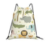 YFSGDLBN Safari Animals printed Large-sized casual drawstring backpack Sports Gym Bag