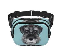 YFSGDLBN Schnauzer Blue Printed Square Double Layer Waist Bag Daily Casual Chest Bag