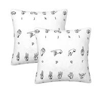 YFSGDLBN Sign Language Alphabet printed Square pillow Set of 2 decorative pillowcase