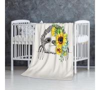 YFSGDLBN Sloth Sunflower printed Flannel Blanket 30x50in soft throw Blanket