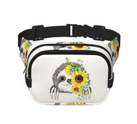 YFSGDLBN Sloth Sunflower Printed Square Double Layer Waist Bag Daily Casual Chest Bag