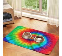 YFSGDLBN Tie Dye Hippies printed Pet absorbent leather tablecloth Washable decorative mat