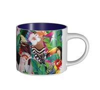 YFSGDLBN Tropical Birds and Plant Leaf Printed Large-Capacity Ceramic Mug Ceramic Coffee Cup