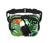 YFSGDLBN Tropical Leaves Bird Printed Square Double Layer Waist Bag Daily Casual Chest Bag