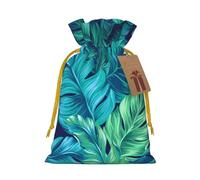 YFSGDLBN Tropical Palm Leaves printed Drawstring Gift Bags with Tag Christmas Decoration Bag