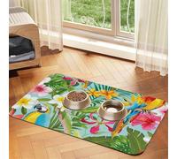 YFSGDLBN Tropical plants and parrots printed Pet absorbent leather tablecloth Washable decorative mat