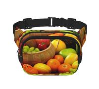 YFSGDLBN Variety Fresh Vegetables Fruits Printed Square Double Layer Waist Bag Daily Casual Chest Bag