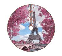 YFSGDLBN Vintage Style Eiffel Tower Paris printed Christmas tree skirt Christmas Decoration Tree Skirt