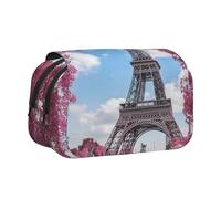 YFSGDLBN Vintage Style Eiffel Tower Paris Printed Double Clamshell Pen Case Pencil Pouch