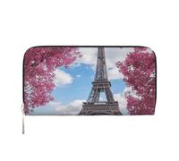 YFSGDLBN Vintage Style Eiffel Tower Paris Printed Leather Hand Wallet Long Genuine Leather Wallet Coin Purse