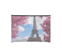 YFSGDLBN Vintage Style Eiffel Tower Paris Printed Paper Reusable Cosmetic Bag Makeup Bag