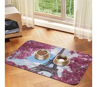 YFSGDLBN Vintage Style Eiffel Tower Paris printed Pet absorbent leather tablecloth Washable decorative mat