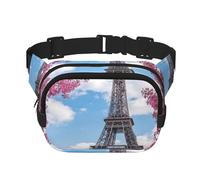 YFSGDLBN Vintage Style Eiffel Tower Paris Printed Square Double Layer Waist Bag Daily Casual Chest Bag