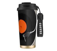 YFSGDLBN Vintage Vinyl Record Printed 316 Stainless Steel Coffee Cup Carry Insulated Coffee Mug