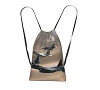 YFSGDLBN War plane printed Storage bag with a drawstring backpack Sports Gym Bag