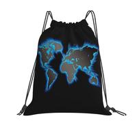 YFSGDLBN World Map printed Large-sized casual drawstring backpack Sports Gym Bag