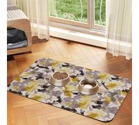 YFSGDLBN Yellow gray flower printed Pet absorbent leather tablecloth Washable decorative mat