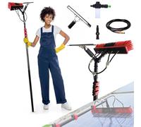 YFSMBD Telescopic Cleaning Brush, Telescopic Hydrocleaner, 3.6 - 10.8 M, Water Powered, Soap Dispenser, Cleaning Solar Panels, Window Cleaning Kit, Washing Trucks, Bus, Cars (55cm Brush,7.2M)