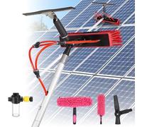YFSMBD Window Cleaning Brush, 4 Meters Pole Washing Kit, with Water-fed Brush,Soap Dispenser, Squeegee & Duster,Water Fed Window Cleaning Pole Aluminium, Cleaner for Solar Panels, 35cm Brush