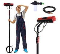 YFSMBD Window Cleaning Brush with Soap Dispenser, 3.6-10.8 Meter Extandable Telescopic, Water Fed Window Cleaning Pole, Cleaner For Solar Panels, Cleaning Equipment for Roof, Trucks (35cm Brush,7.2M)