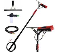 YFSMBD Window Cleaning Brush with Squeegee | 3.6-10.8M Extandable Telescopic | Water Fed Window Cleaning Pole Aluminium | Cleaner For Solar Panels | Cleaning Equipment (35cm Brush,5.4M)