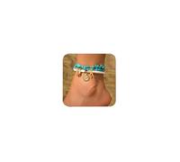 yfstyle 3Pcs Summer Beach Seashell Anklets for Women Starfish Shell Turquoise Beads Ankle Bracelets Adjustable Seashell Ocean Jewelry Gifts, 8.6, Alloy, polymer clay, beads, no gemstone