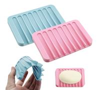 YFTRFR 2 Pcs Soap Dish Holders, Keep Soap Dry Container Self-Draining Soap Case Soap Box Container Holder Non-Slip and Portable Soap Holder for Bathroom, Kitchen, Sink, School, Gym (Pink + Blue)