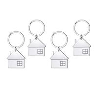 YFTRFR 4 PCS Home Keychain, Creative Flat Pendant Key Ring House Shaped Zinc Alloy for Friends, Couples and Family, Parents, Housewarming Celebration Great Gifts, Keepsake, Handbag(Silver)
