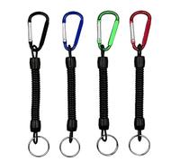 YFTRFR 4 Pcs Spiral Spring Cord with Lobster Clasp, Retractable Coiled Lanyard Anti-Lost Tool Leash for Fishing Pliers Secure Tackle Tether Elastic Keychain Lanyard for Fishing, Boating, Camping