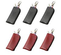 YFTRFR 6 Pcs Lip Balm Sleeve Pouch with Hook, Keychain Holder Portable Case With Zipper Slim Pu Mini Pocket for Men and Women, Older, Travel Accessories, Storage, Protect Keys(2 Color)