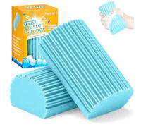 YFUIF 2-Pack Damp Clean Duster Sponge, Magic Sponge Eraser Baseboard Cleaner Tool, Dusters for Cleaning Blinds, Glass, Vents, Railings, Mirrors,Window Track Grooves and Faucets
