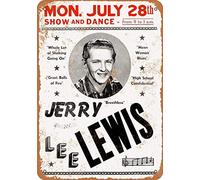 YFULL 1954 Jerry Lee Lewis Show and Dance Metal Tin Sign Retro Vintage Sign for Home and Bar Wall Decor 20x30cm