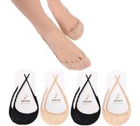 YFUNNLE 8 Pairs Toe Topper Liner Socks Ultra Low Cut No Show Invisible Non Slip Half Socks with Sling for Women, 1, One size