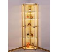 YFWOKSL Display Cabinet,Glass Display Cabinets Led Light Corner Glass Curio Cabinet Display Case with Doors, 5-Tier Bedroom Home Curio Collection Hutch Showcase, 70" Tall Organizers Rack(180cmx50cmx