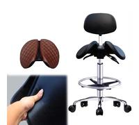 YFWOKSL Treatment Stool,Saddle Chair Dental Office Rolling Chair with Cushion Pad, Backrest Ergonomic Saddle Stool Adjustable Height, Split Seat Style Swivel Massage Chair Black (Size : 48-63cm (18.