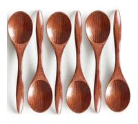YFWOOD Wood Soup Spoons, 6Pcs Round Nanmu Wood Long Handle, 7inch | Japanese Style Kitchen Utensil, Kitchen, Restaurant, Cooking, Dessert, Soup, Ramen