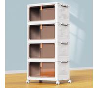 YFXCVSL 4 Tier Plastic Storage Bins with Lids 23QT, Stackable Containers Wheels, Folding Boxes, Collapsible Bins, Closet Organizers and for Living Room, Kitchen, Office, Dorm