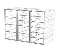 YFXCVSL Acrylic 3 Pack Desk Organizers with 15 Drawers, Clear Storage Drawer, Makeup Organizer, Jewelry, DIY Pen, Office Supply Accessories