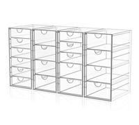 YFXCVSL Acrylic Makeup Organizer with 19 Drawers, 4 Pack Clear Storage Drawers, Bathroom Makeup Organizer for Palettes, Cosmetic, and Beauty Supplies,Ideal for Vanity, Cabinet,Desk Organization