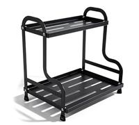 YFXREIL 2 Tier Coffee Bar Organizer for Countertop, Black Kitchen Coffee Station Shelf, Mug Holder & Condiment Storage Rack Accessories