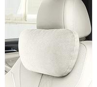 YFYANFEI Driving Neck Pillow, Car Headrest Lumbar Pillow for Mercedes-Benz All Series, Suede+Down Silk Wadding Breathable Removable Cover Relieve Back and Neck Pain,1.White-Headrest-1pc