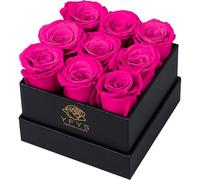 YFYS Forever Flowers for Delivery Prime - 9pcs Preserved Fresh Roses, Genuine Roses That Last for Years, for Birthday Gifts for Women, Valentines Day, and Mother's Day (Pink)