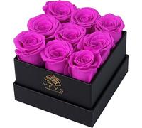 YFYS Forever Flowers for Delivery Prime - 9pcs Preserved Fresh Roses, Genuine Roses That Last for Years, for Birthday Gifts for Women, Valentines Day, and Mother's Day (Magenta)