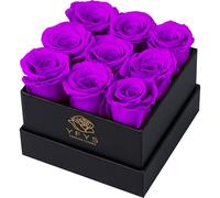 YFYS Infinity Flower Box - Preserved Rose in a Box, The Perfect Valentine's Day, Mother's Day, Birthday Gift - Long Lasting, Eternally Preserved Roses-Purple