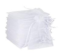 YFZYT 100 PCS Organza Gift Bags 20 x 30 cm Jewelry Pouches Sackli Drawstring large Bag Wedding Mesh Candy Favour Bags for Christmas Party Wedding Birthday Candy Chocolate (White)