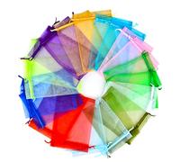 YFZYT 100 PCS Organza Gift Bags 20 x 30 cm Jewelry Pouches Sackli Drawstring large Bag Wedding Mesh Candy Favour Bags for Christmas Party Wedding Birthday Candy Chocolate (Mixed Colors)