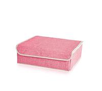 YFZYT Foldable Storage Boxes with Lids and 13 Grid Compartments, Cotton Linen Fabric Clothing Storage Basket Bins 11 Litre - Pink, 13 Grids