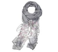 YFZYT Ladies Women's Fashion Organza Long Silk Scarf, Embroidered Sunscreen Shawl Scarf, Spring Summer Sunshade Lightweight Evening Wrap Wedding Sheer Cover Up - Purple Gray