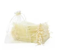 YFZYT Organza Bags Pack of 100, Organza Bags with Satin Drawstring, Gift Sack Jewellery Bag for Christmas Party and Wedding, Large Size Packaging (17 x 23 cm, Beige)